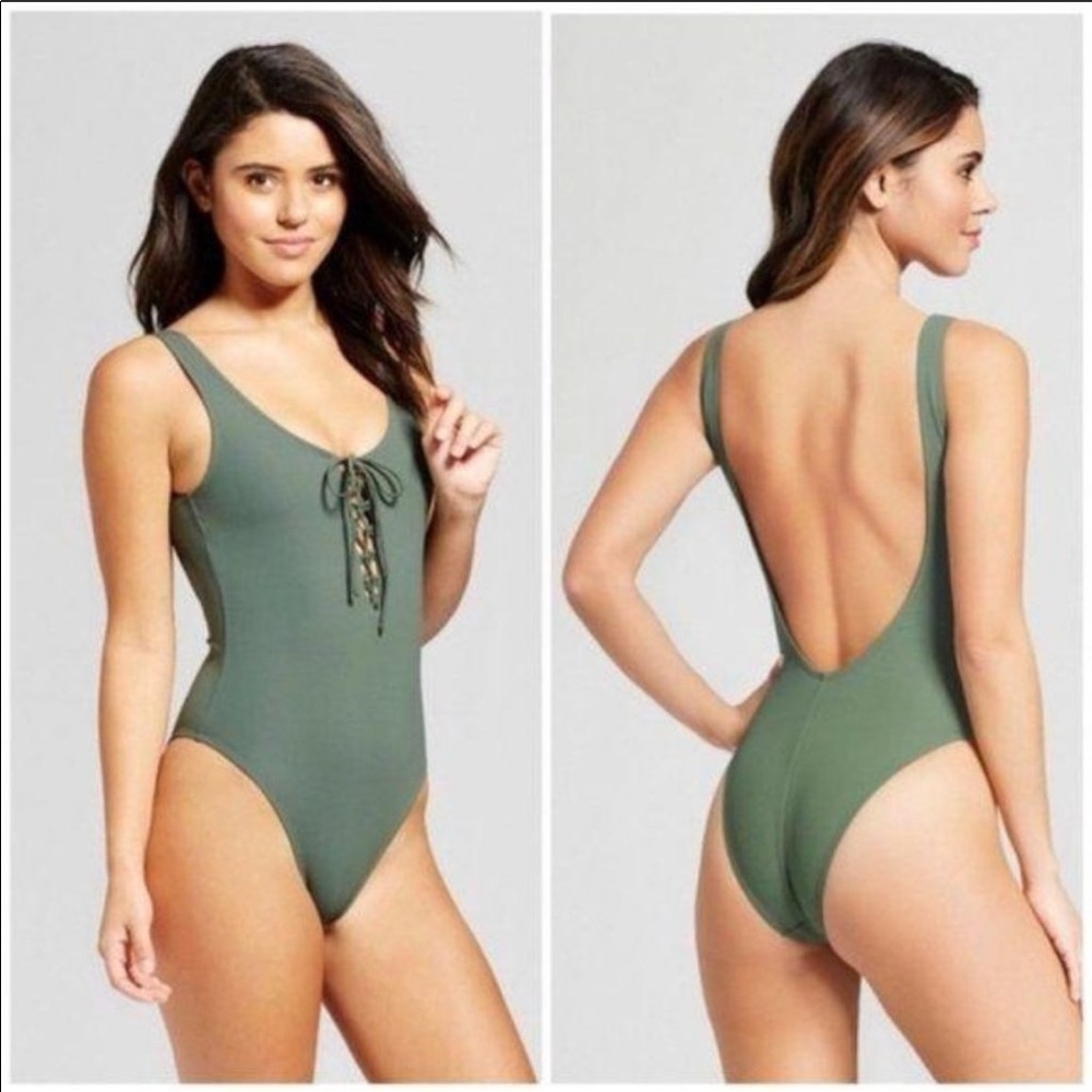 NWT Xhileration army green one piece swimsuit